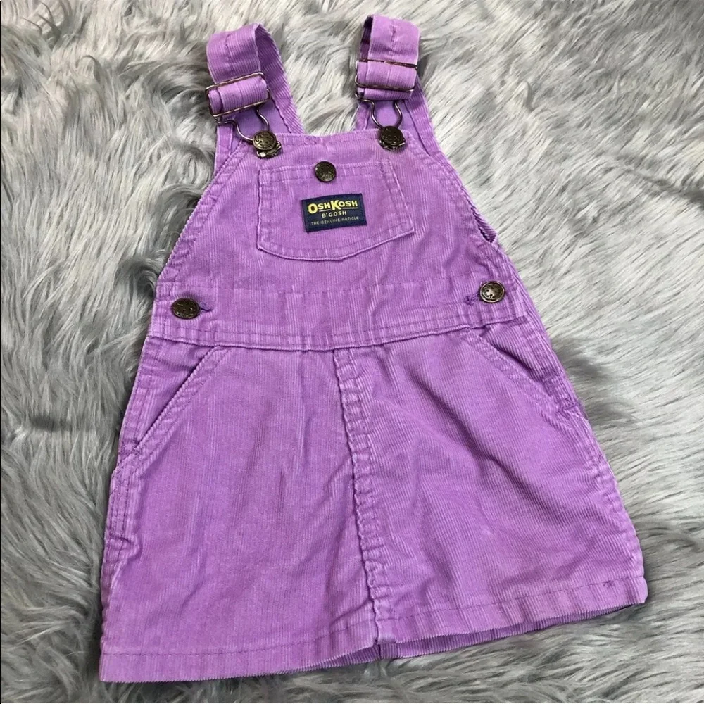Vintage Oshkosh Bgosh Toddler Girls Purple Corduroy Jumper Dress